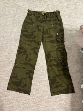 Z. Cavaricci Olive Green Camo Cargo Pants